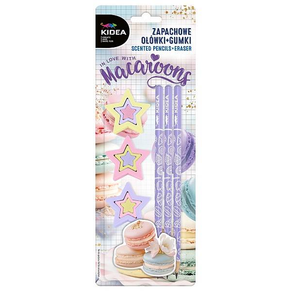 Kidea grafitceruza illatos radírral 3 db – Macaron