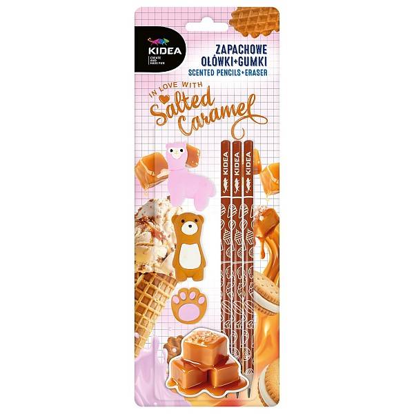 Kidea grafitceruza illatos radírral 3 db – Sós karamella