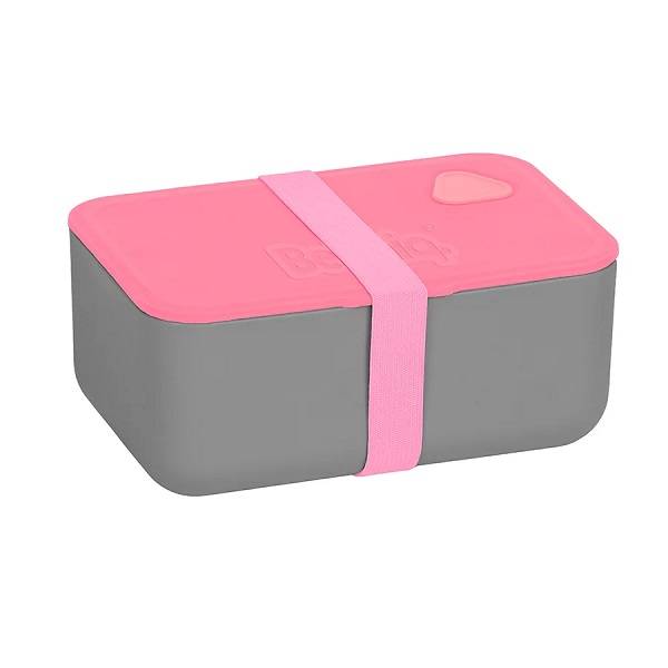 Paso uzsonnás doboz gumipánttal szürke-pink