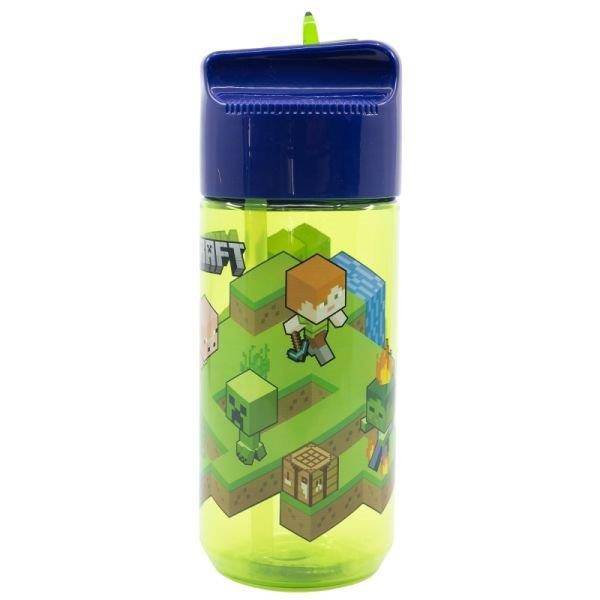 Minecraft szívószálas műanyag kulacs 430 ml