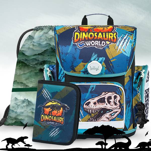 Baagl dínós ergonomikus iskolatáska SZETT Fidlock csatos - Dinosaurs World